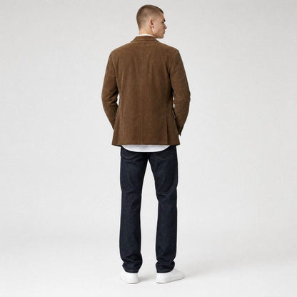 Bossini Elbow Patch Pocket Wide Lapel Relaxed Fit Corduroy Jacket 40R