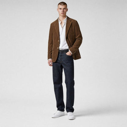Bossini Elbow Patch Pocket Wide Lapel Relaxed Fit Corduroy Jacket 40R