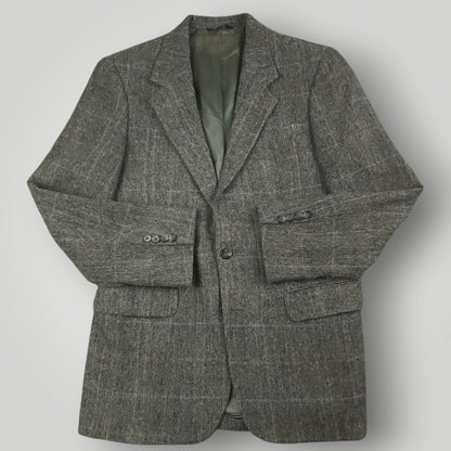 Vintage 80s Slim Fit Tropical Wool Prince of Wales Check Sport Coat 38S