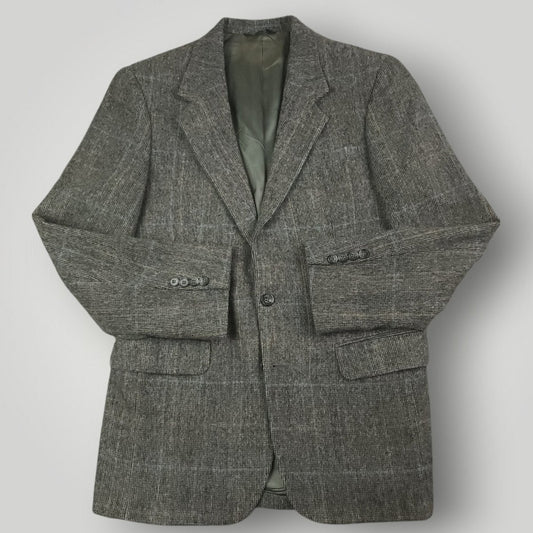 Vintage 80s Slim Fit Tropical Wool Prince of Wales Check Sport Coat 38S
