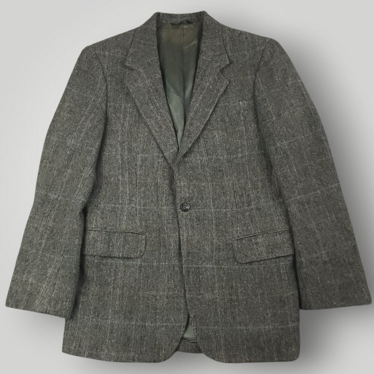Vintage 80s Slim Fit Tropical Wool Prince of Wales Check Sport Coat 38S