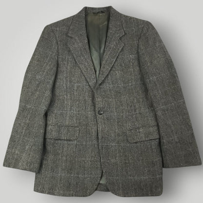 Vintage 80s Slim Fit Tropical Wool Prince of Wales Check Sport Coat 38S
