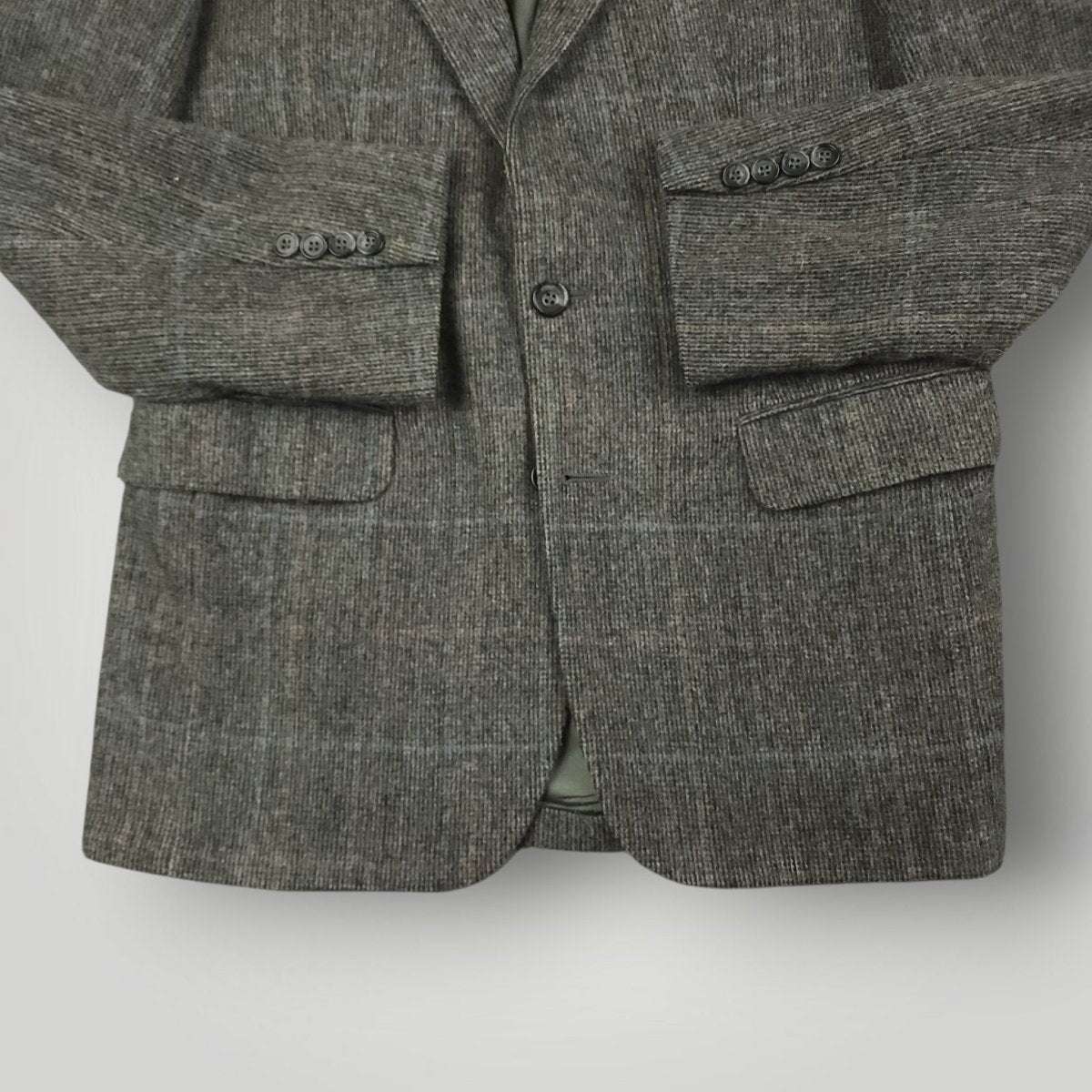 Vintage 80s Slim Fit Tropical Wool Prince of Wales Check Sport Coat 38S