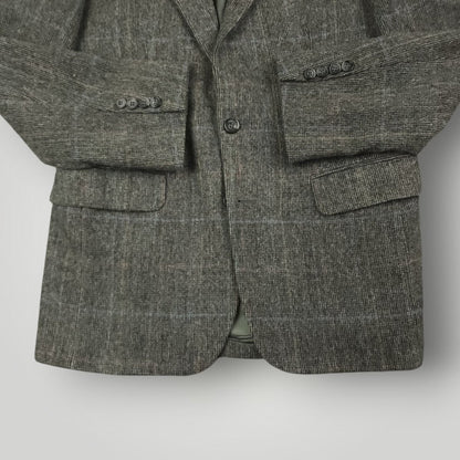 Vintage 80s Slim Fit Tropical Wool Prince of Wales Check Sport Coat 38S