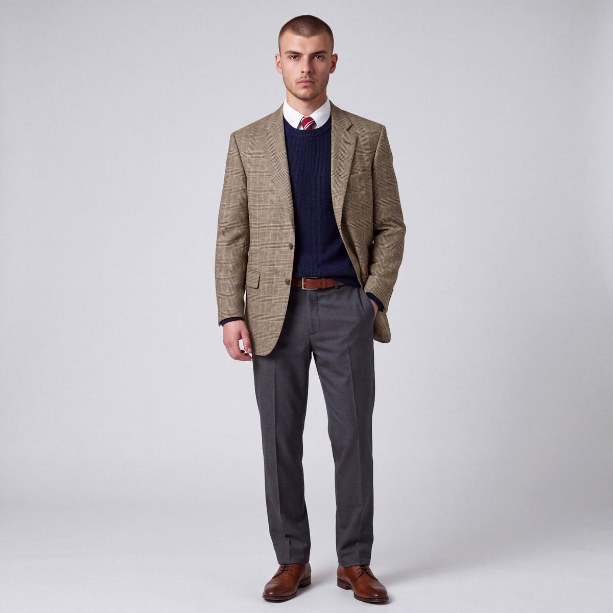 Brooks Brothers 1818 Madison Saxxon Wool Glen Check Plaid Modern Fit Sport Coat 42R