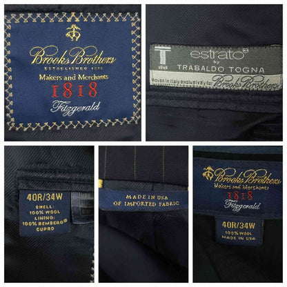 Brooks Brothers 1818 Makers Fitzgerald Estrato Wool Pinstripe Suit 40R/34S