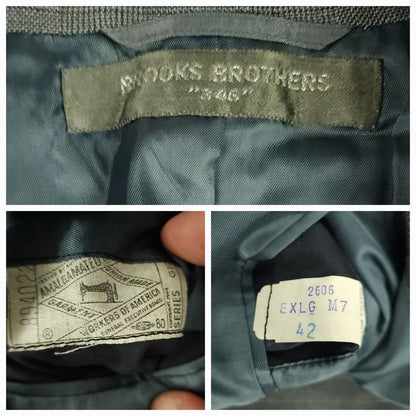 Brooks Brothers 346 label and size tag inside vintage gray sport coat