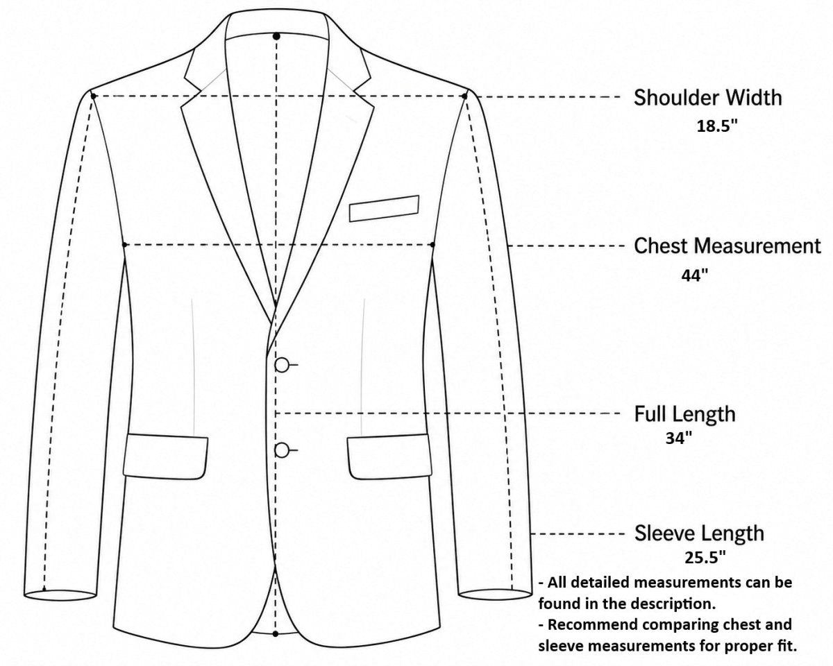 Measurement guide for Brooks Brothers 346 sack jacket showing key dimensions