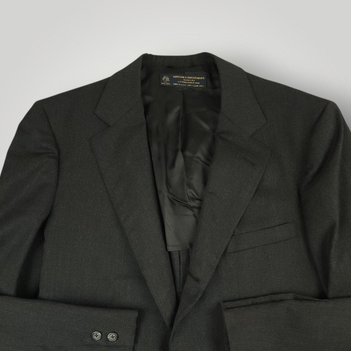 Front angle view of Brooks Brothers Makers sack jacket with classic ivy styling
