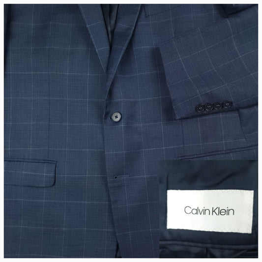 Slim Fit Wool Blend Prince of Wales Check Suit 44R/35R