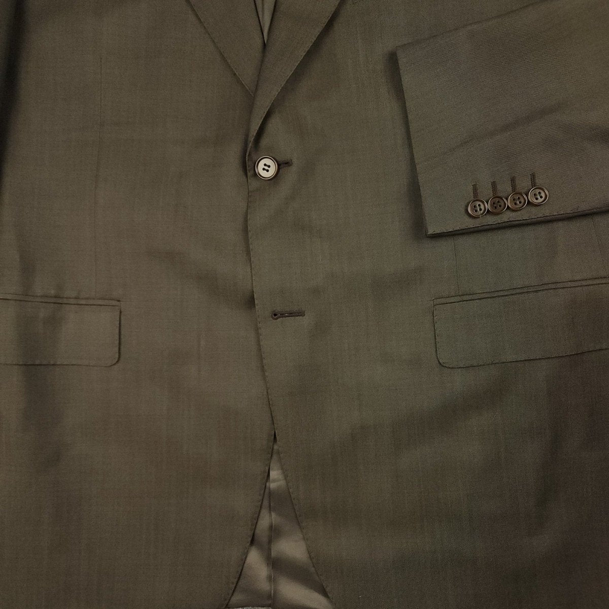 Canali Wool Mohair 2 Pc Wide Lapel Suit 44S/38S Olive Brown