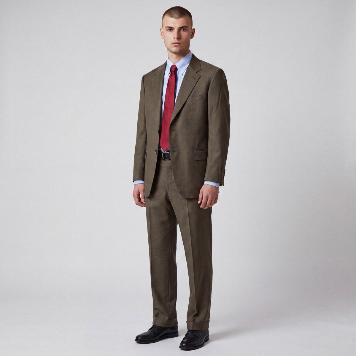 Canali Wool Mohair 2 Pc Wide Lapel Suit 44S/38S Olive Brown