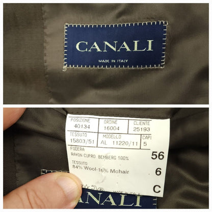 Canali Wool Mohair 2 Pc Wide Lapel Suit 44S/38S Olive Brown