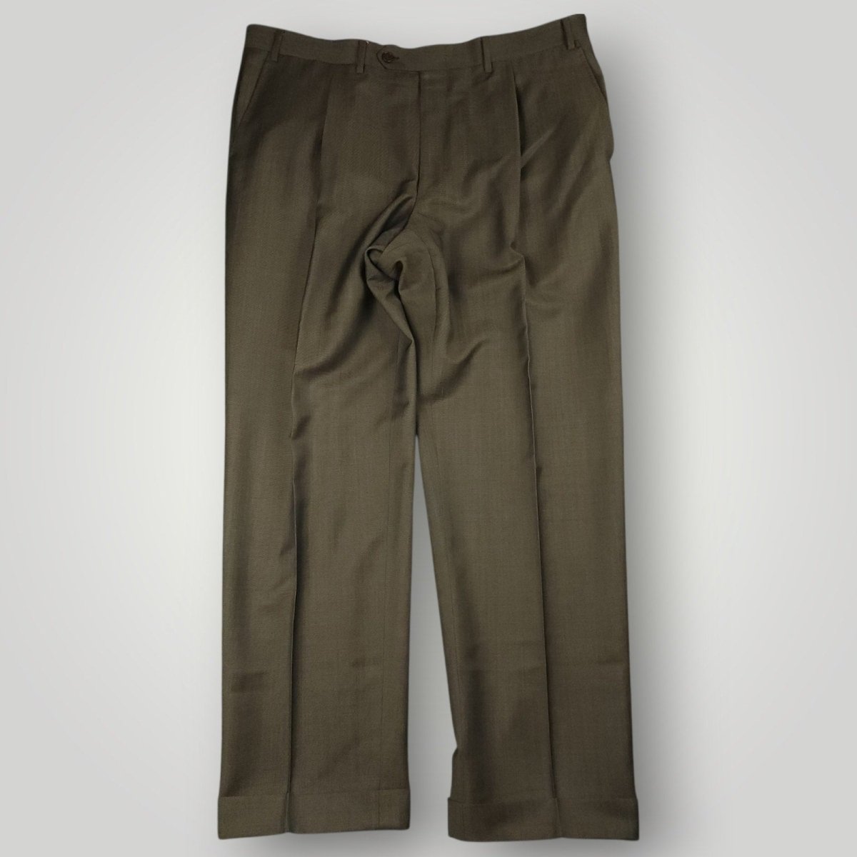 Canali Wool Mohair 2 Pc Wide Lapel Suit 44S/38S Olive Brown