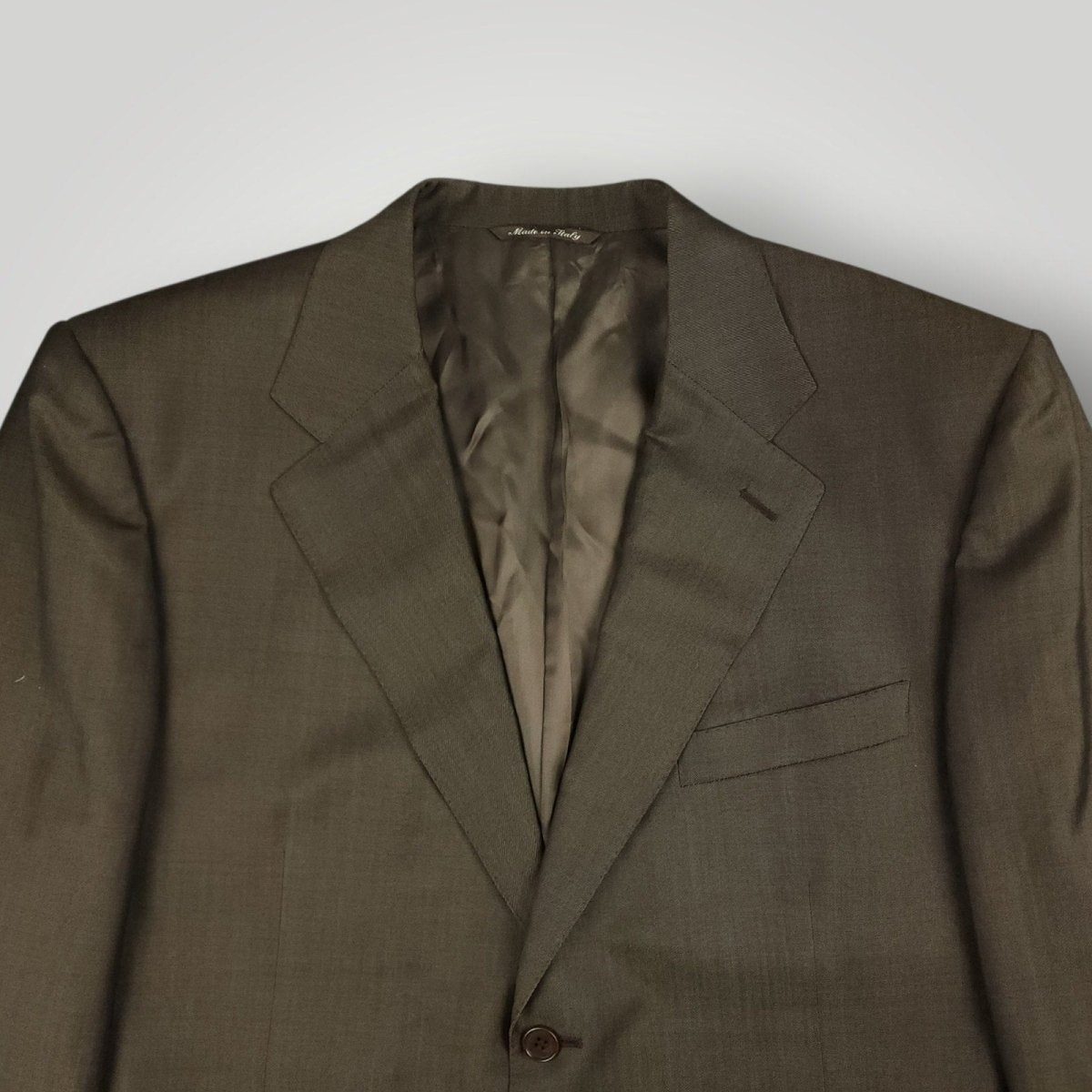 Canali Wool Mohair 2 Pc Wide Lapel Suit 44S/38S Olive Brown