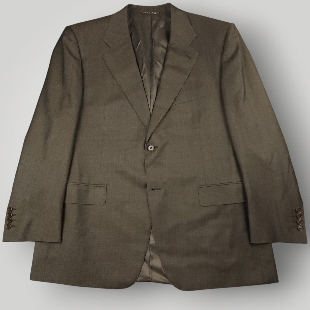 Canali Wool Mohair 2 Pc Wide Lapel Suit 44S/38S Olive Brown