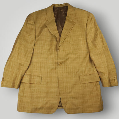 Relaxed Fit Silk Wool Linen Windowpane Check Sport Coat 44R