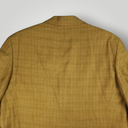 Relaxed Fit Silk Wool Linen Windowpane Check Sport Coat 44R