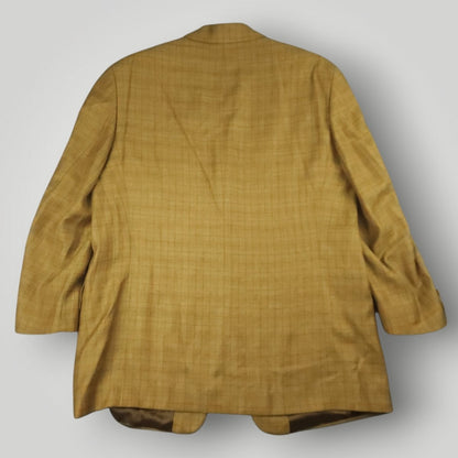 Relaxed Fit Silk Wool Linen Windowpane Check Sport Coat 44R