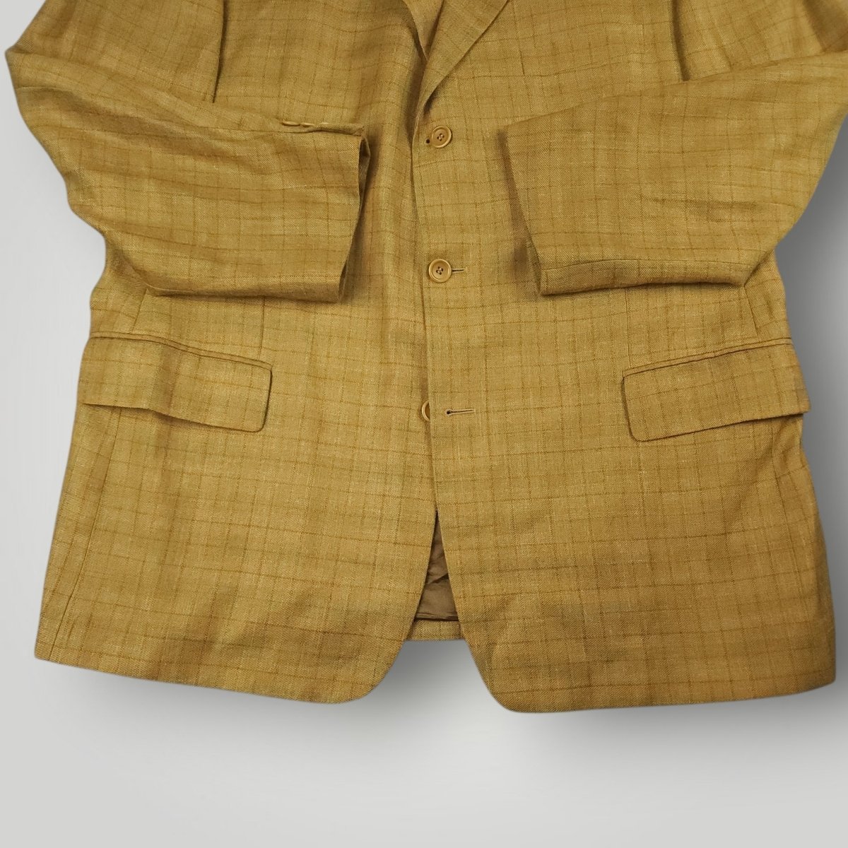 Relaxed Fit Silk Wool Linen Windowpane Check Sport Coat 44R