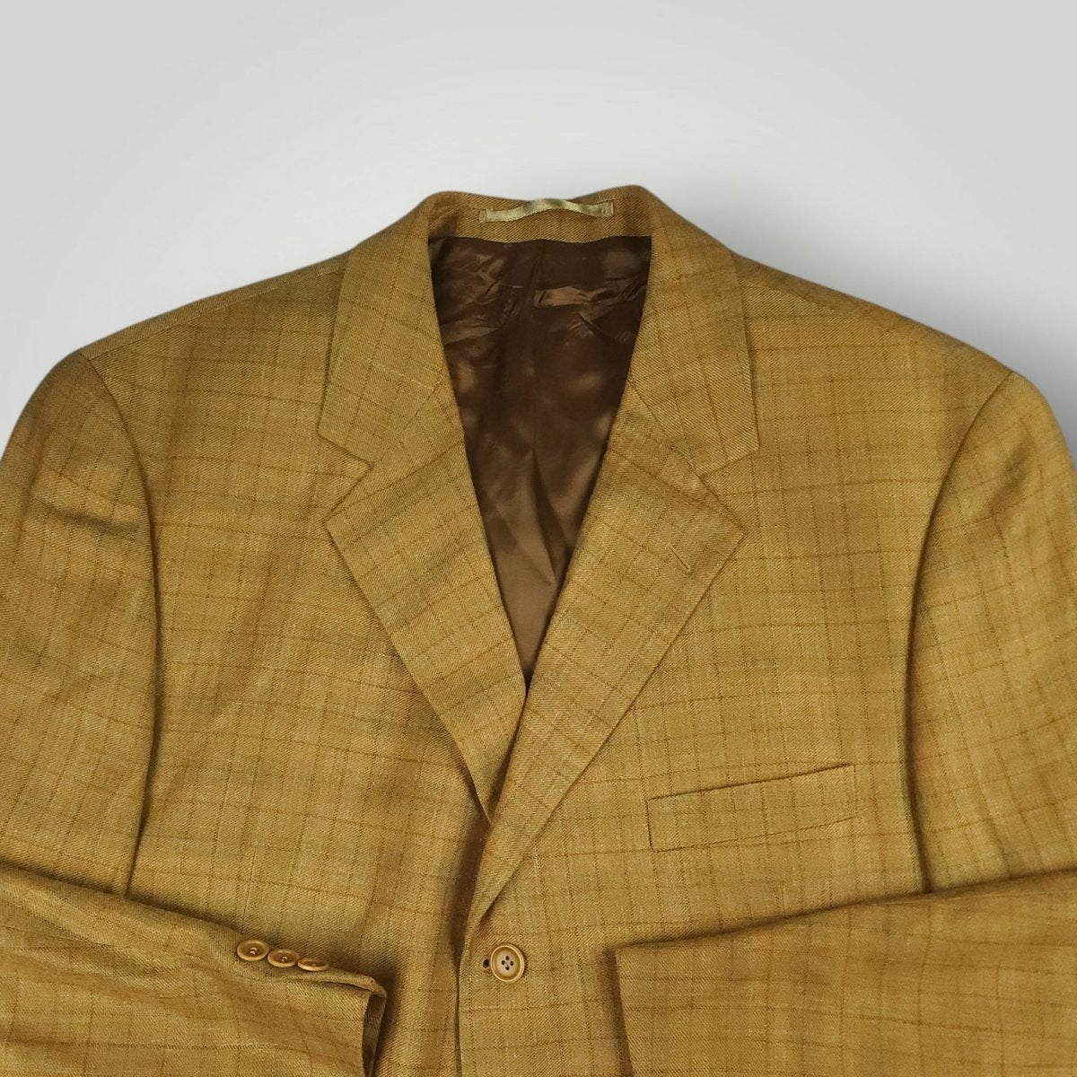 Relaxed Fit Silk Wool Linen Windowpane Check Sport Coat 44R