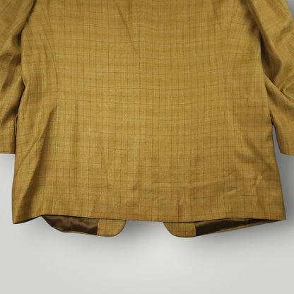 Relaxed Fit Silk Wool Linen Windowpane Check Sport Coat 44R