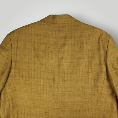 Relaxed Fit Silk Wool Linen Windowpane Check Sport Coat 44R