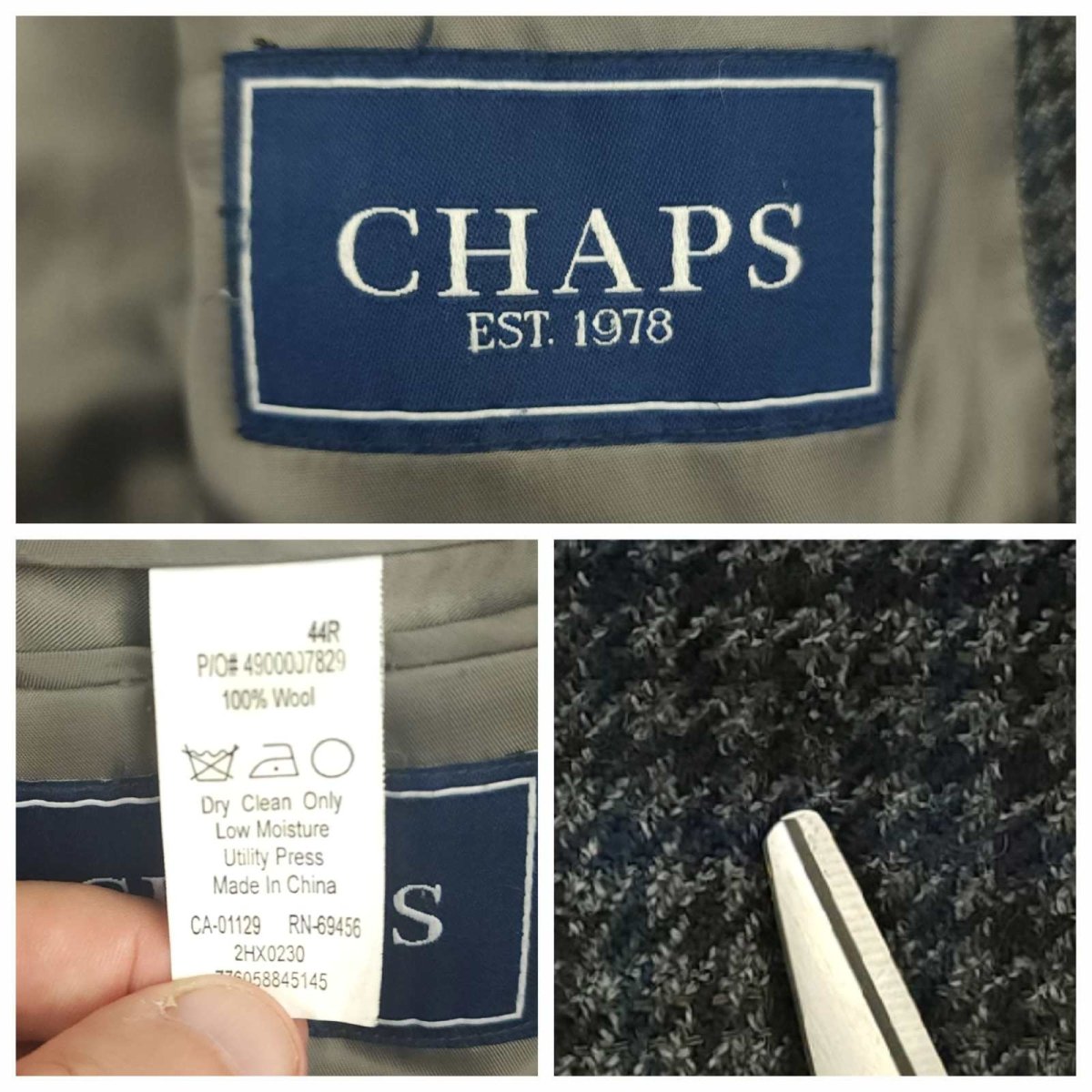 Chaps Gun Club Check Wool Casual Classic Fit Sport Coat 44R