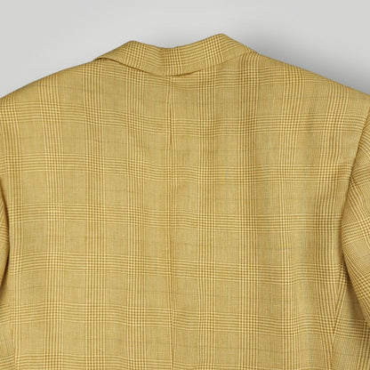 Flax Linen Wool Made in Italy Prince of Wales Check Sport Coat 40R