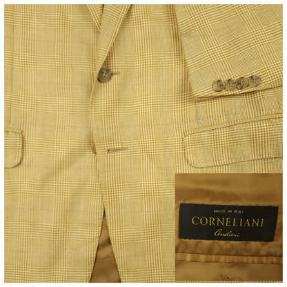 Flax Linen Wool Made in Italy Prince of Wales Check Sport Coat 40R