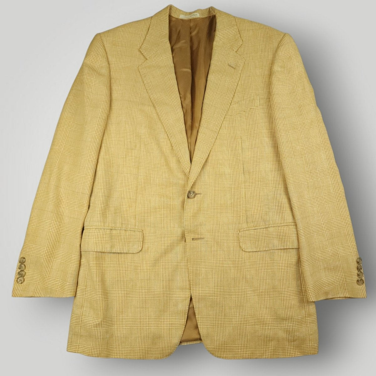 Flax Linen Wool Made in Italy Prince of Wales Check Sport Coat 40R