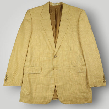 Flax Linen Wool Made in Italy Prince of Wales Check Sport Coat 40R