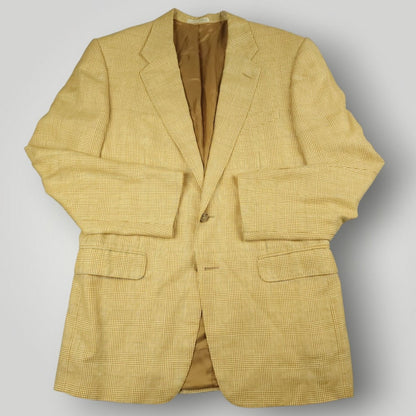 Flax Linen Wool Made in Italy Prince of Wales Check Sport Coat 40R