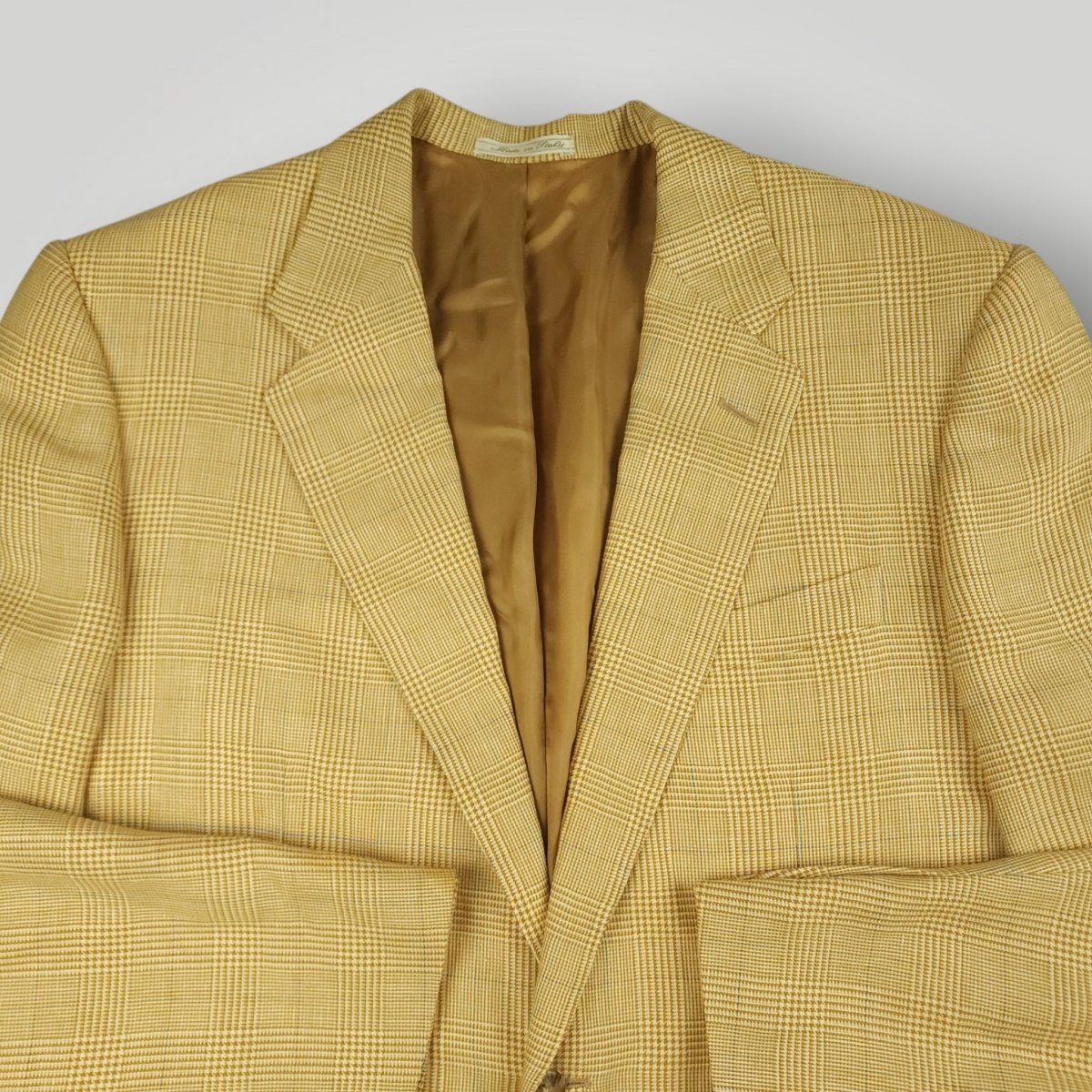 Flax Linen Wool Made in Italy Prince of Wales Check Sport Coat 40R