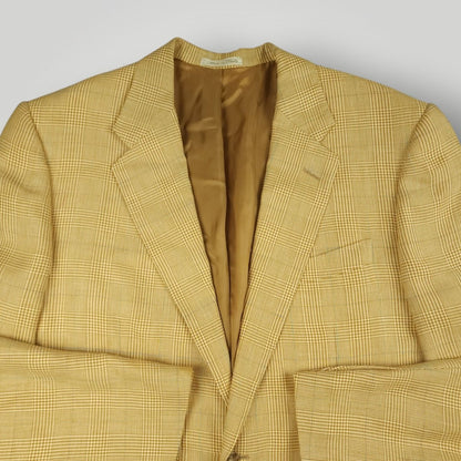 Flax Linen Wool Made in Italy Prince of Wales Check Sport Coat 40R