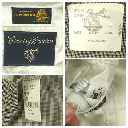 Vintage 80s Chelsea Prince of Wales Check Wool Sport Coat 42L