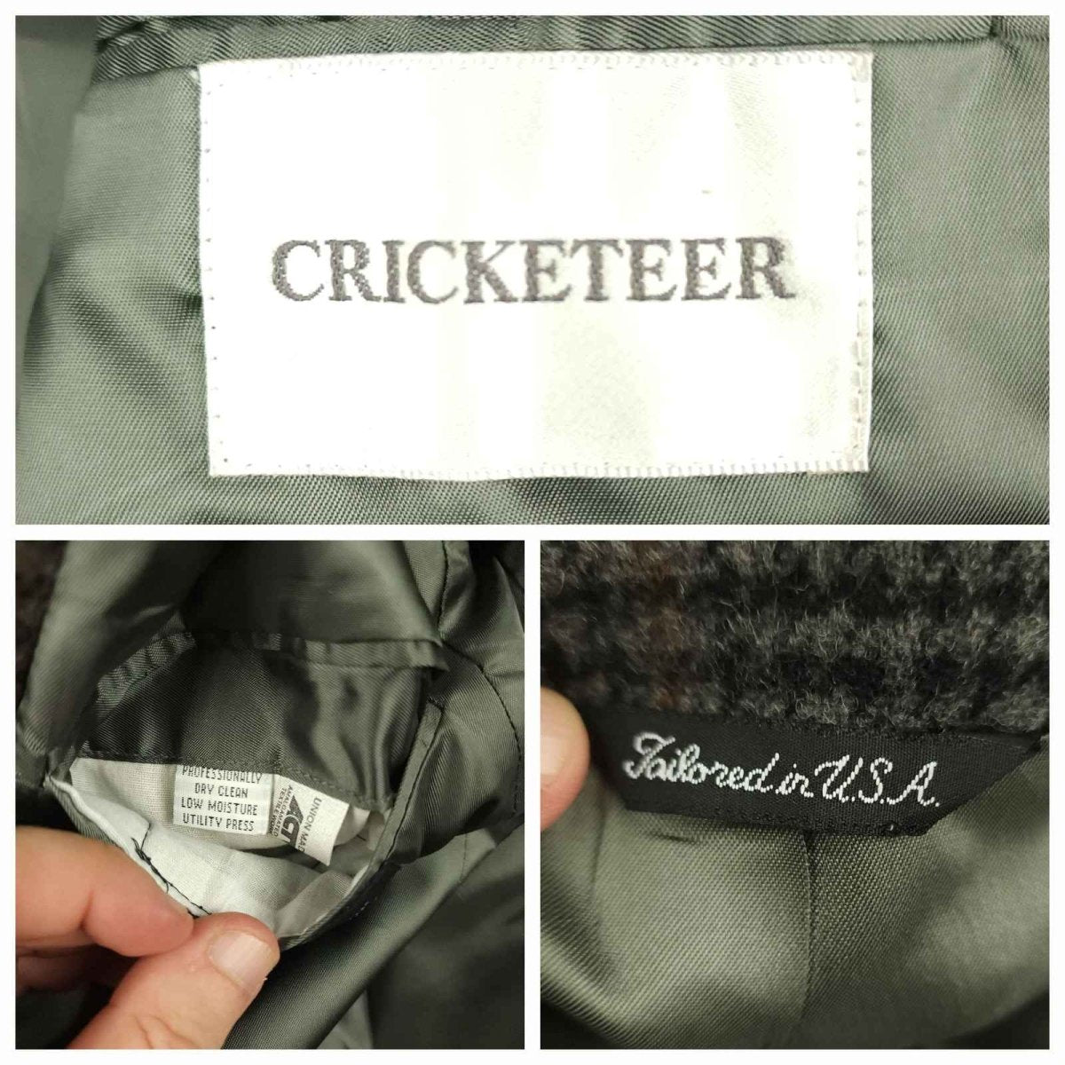 Vtg 80s Cricketeer Slim Fit Houndstooth Shetland Tweed Wool Sport Coat 40S