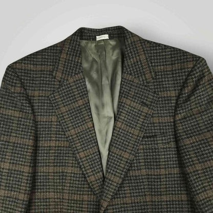 Vtg 80s Cricketeer Slim Fit Houndstooth Shetland Tweed Wool Sport Coat 40S