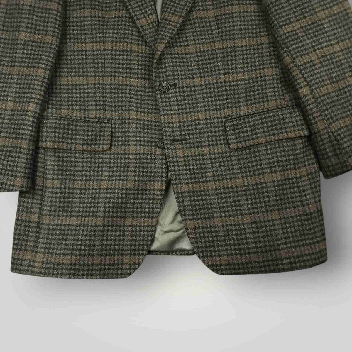 Vtg 80s Cricketeer Slim Fit Houndstooth Shetland Tweed Wool Sport Coat 40S