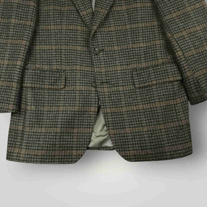 Vtg 80s Cricketeer Slim Fit Houndstooth Shetland Tweed Wool Sport Coat 40S
