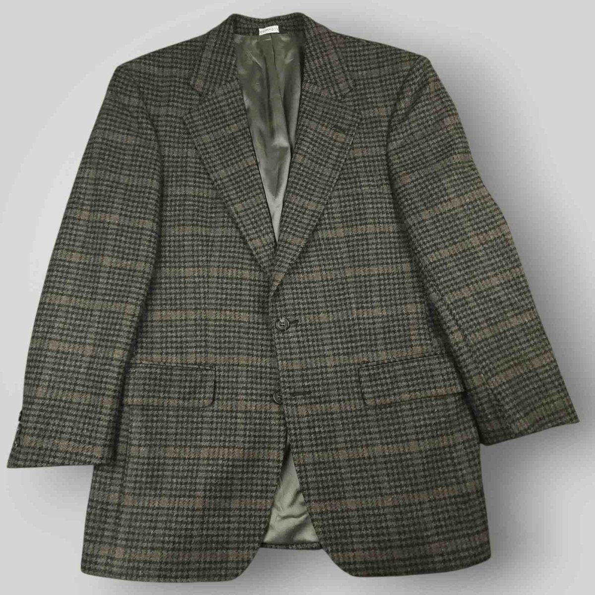 Vtg 80s Cricketeer Slim Fit Houndstooth Shetland Tweed Wool Sport Coat 40S