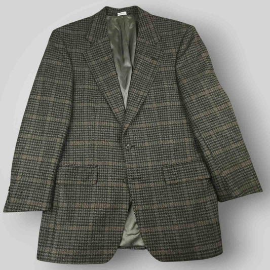 Vtg 80s Cricketeer Slim Fit Houndstooth Shetland Tweed Wool Sport Coat 40S