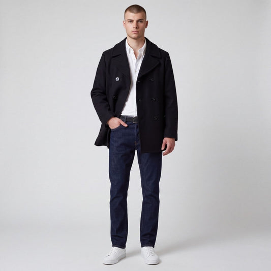 US Navy Wool Quarterdeck Double Breasted Peacoat Overcoat 42XL