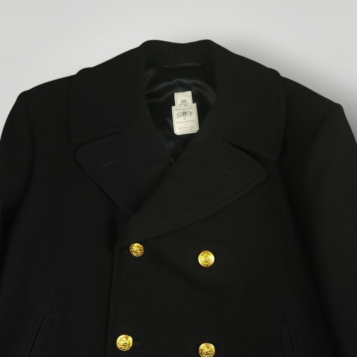 Vintage US Navy CPO Wool Quarterdeck Double Breasted Peacoat Overcoat 48R