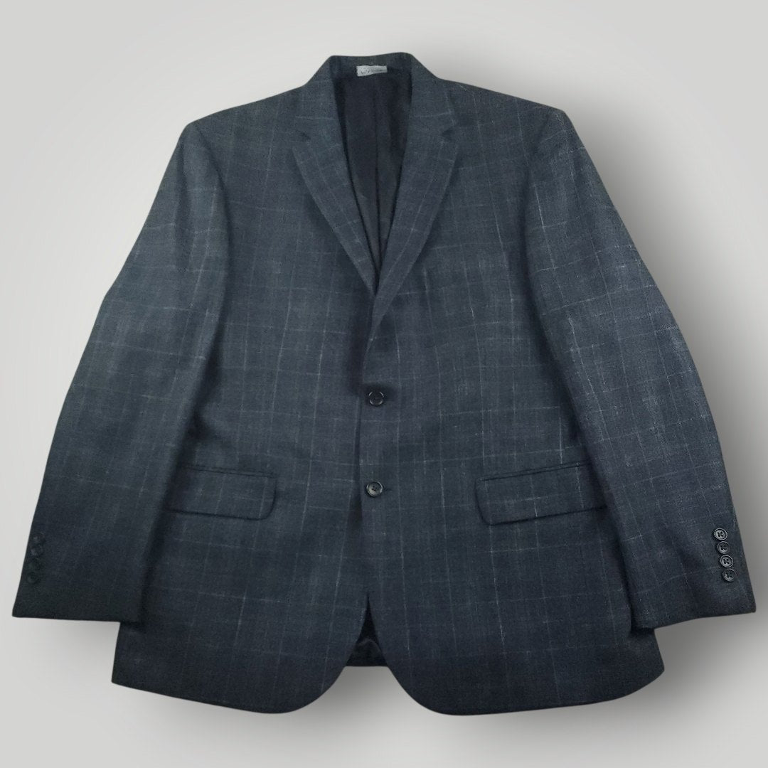 Tailored Fit Wool Silk Linen Glen Plaid Sport Coat 44R