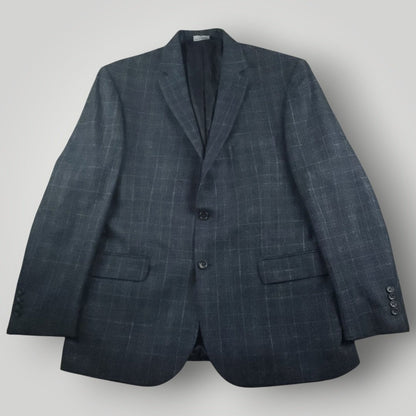 Tailored Fit Wool Silk Linen Glen Plaid Sport Coat 44R