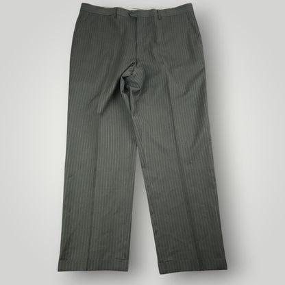 Front view of matching gray pinstripe suit trousers