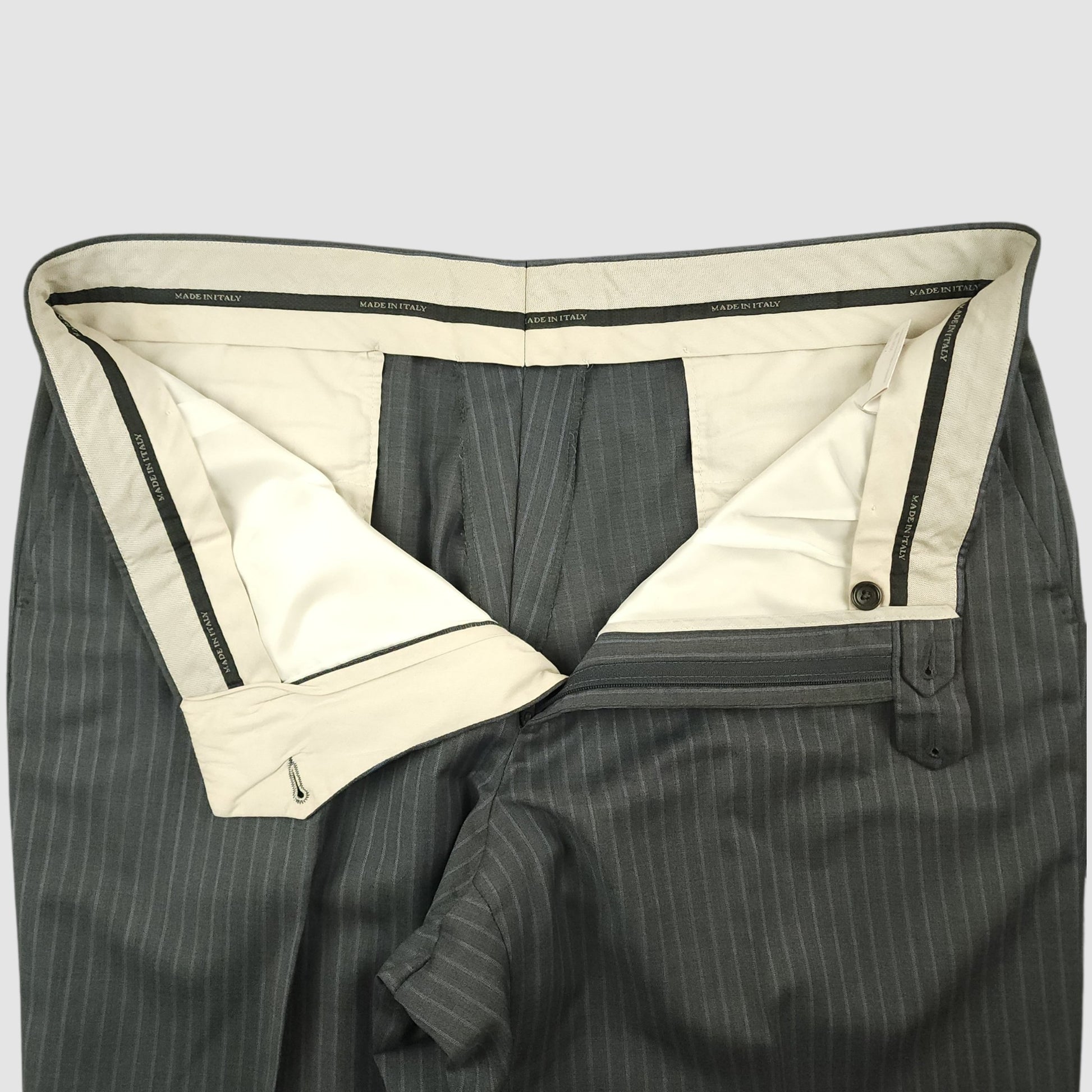 Interior waistband construction of Ermenegildo Zegna suit trousers