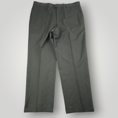 Front view of matching gray pinstripe suit trousers