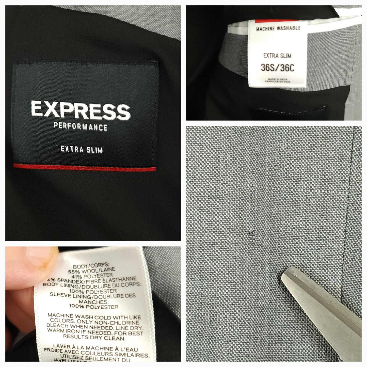 Performance Wool Blend Extra Slim Fit Sport Coat 36S